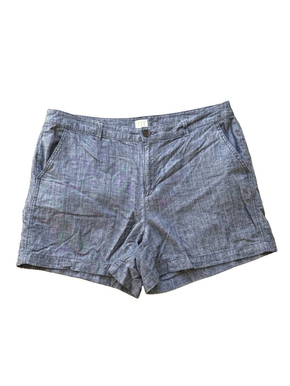 A New Day Blue Cotton Chambray 4.5" Inseam Casual Shorts Women Size 14